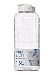 Lock & Lock 1.5 Ltr Plastic Chess Fridge Door Bottle, 10 x 8 x 26cm, Clear/White
