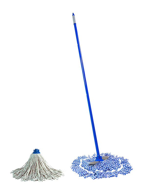 

Lock & Lock Water Mop Set, with 1 Microfiber Refill and 1 Cotton Refill, Blue