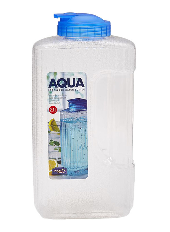 

Lock & Lock 2.1 Ltr Aqua Plastic Fridge Water Bottle, 13.5 x 8.5 x 26.5cm, Clear/Blue