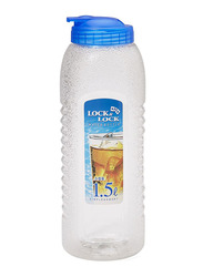 Lock & Lock 1.5 Ltr Plastic Water Bottle with Lid, 9.5 x 26.7cm, Clear/Blue