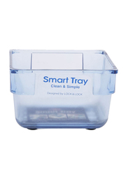 Lock & Lock Small Plastic Square Smart Tray, 8 x 8 x 5cm, Clear Blue
