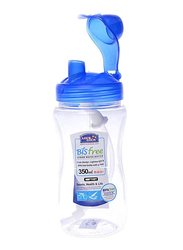 Lock & Lock 350ml Bisfree Plastic Sports Water Bottle with Straw, 7.1 x 16.5cm, Clear/Blue