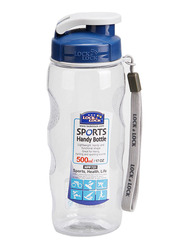 Lock & Lock 500ml Plastic Sports Handy Bottle, 7 x 20cm, Clear/Blue