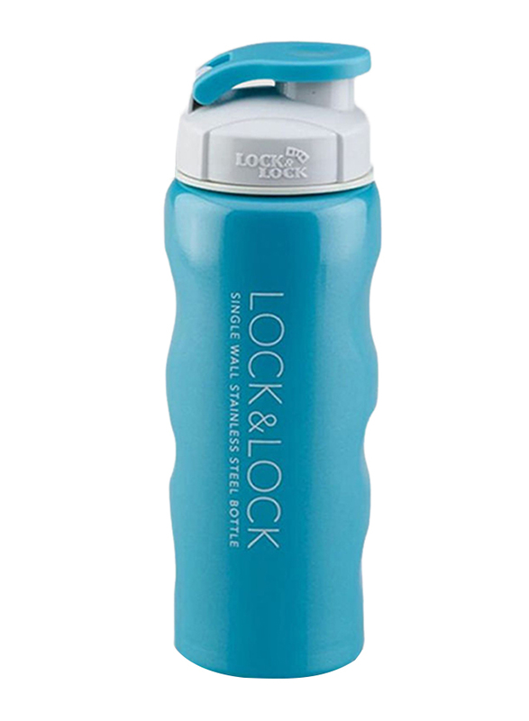 Lock & Lock 550ml Single Wall Stainless Steel Water Bottle, 7.1 x 7.1 x 20.5cm, Mint Blue