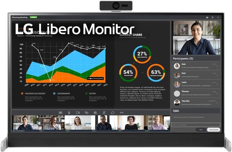 LG Libero Monitor 27BQ70QC 27 QHD 2560x1440 IPS HDR10 USB Type-C with PD 65W Detachable Full HD Webcam