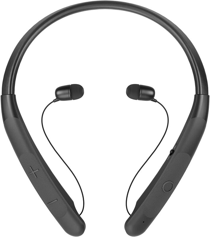 LG TONE Wireless Stereo Headset with Retractable Earbuds NP3 Black UAE Version