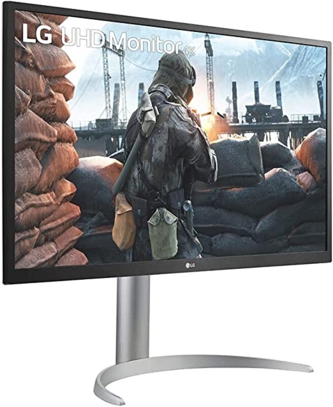 LG 27UP550N 27 Inch UHD 4K IPS Monitor with USB Type C HDR10 HDMI DisplayPort Tilt  Height and Pivot Adjustable Stand  White