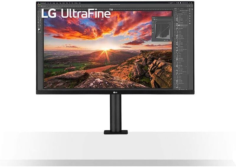 LG 32 inch 4K UHD Monitor UltraFine Display Ergo IPS Display HDR 10 USB Type-C AMD FreeSync Reader Mode Stand with C-Clamp Black 32UN880B