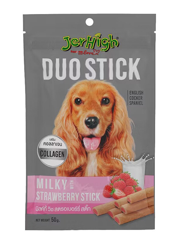 

Jerhigh Milky With Strawberry Duo Stick Dry Dog Food, 50g