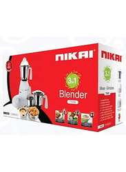 Nikai Blender with 2 Stainless Steel Jars, 750W, NB894, White/Silver