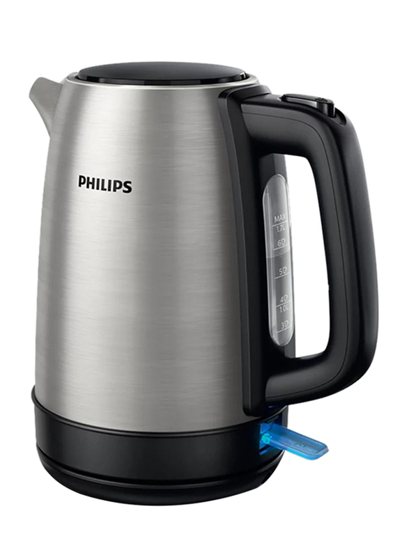 Philips 1.7L Daily Collection Electric Stainless Steel Kettle, 1850-2200W, HD9350, Silver/Black