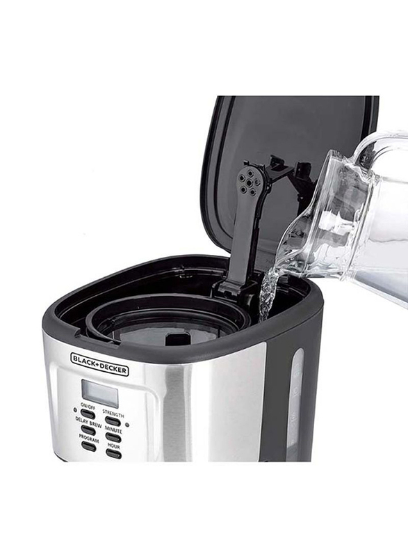 Black+Decker 0.15L Programmable Coffee Machine for Drip Coffee and Espresso with Glass Carafe, 900W, DCM85-B5, Black/Silver
