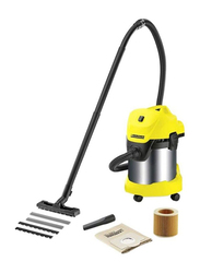 Karcher WD3 Drum Vacuum Cleaner, 17L, 1000W, Yellow/Black