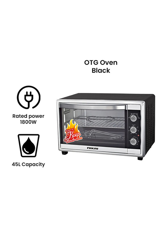Nikai 45L Mini Kitchen Oven, 1800W, NT655N1, Black
