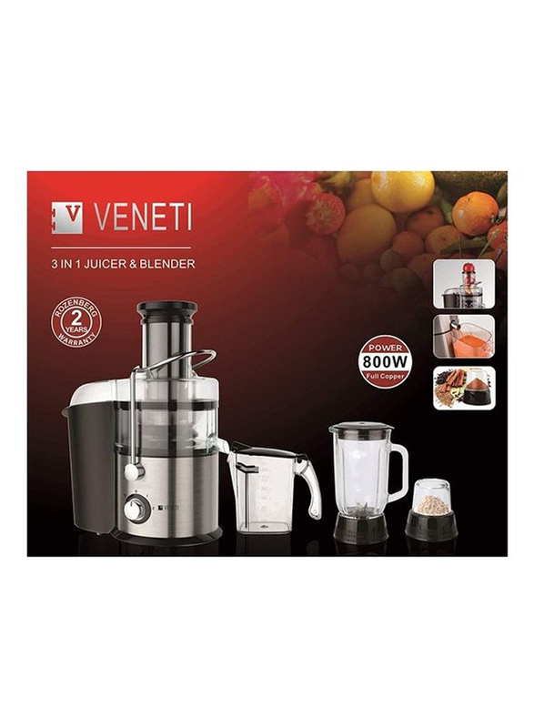 Veneti 3-in-1 Juicer Blender, 800W, VI-70JBT, Silver/Black