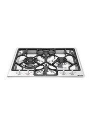 Smeg 4-Burner Built in Stainless Steel Gas Hob, PGF64-4, Silver/Black