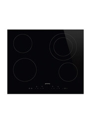 Smeg 4-Built In Glass Ceramic Electric Hobs, 6400W, SE364ETD, Black