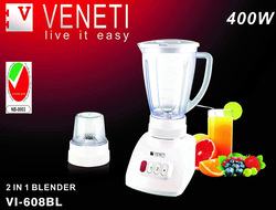 Veneti 2-in-1 Blender with Plastic Jar, 400W, VI-608BL, White