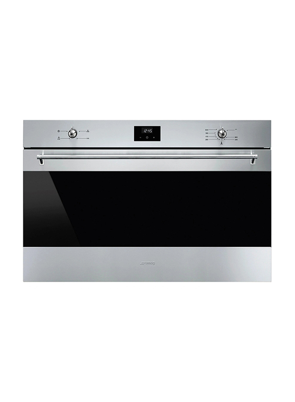 Smeg 70L Built In Stainless Steel Gas Oven, 1300W, SF9300GGVX1, Black/Silver