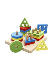 Lewo Wooden Educational Shape Recognition Stacking Block Set For Baby, Ages 3+