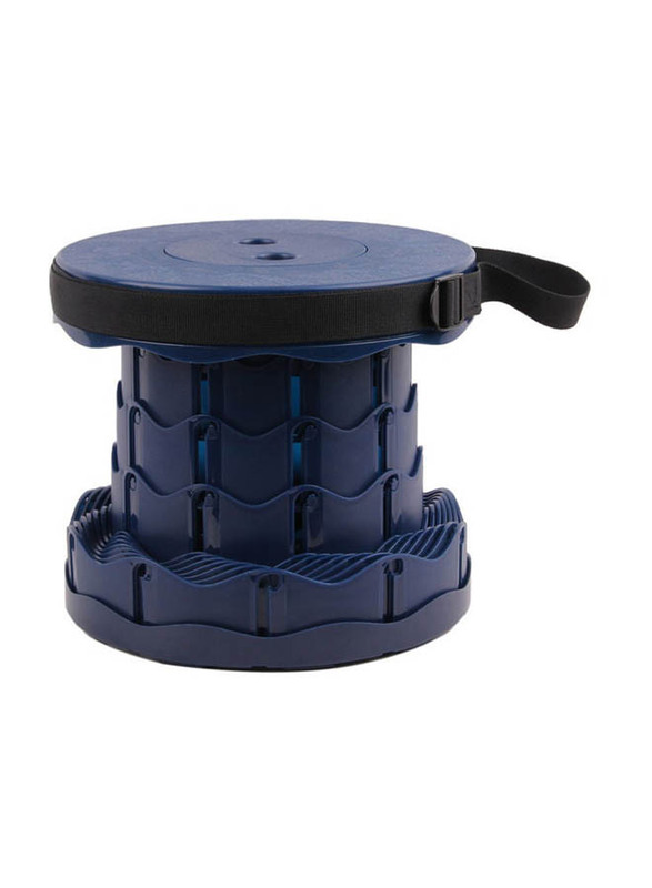 Outdoor PP Folding Telescopic Stool, 26 x 7.5 x 26cm, Dark Blue