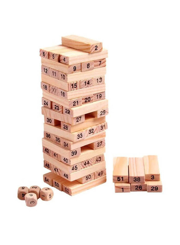 

BabyBaba 55-Piece Wooden Stacking Blocks Set, Ages 3+, Beige