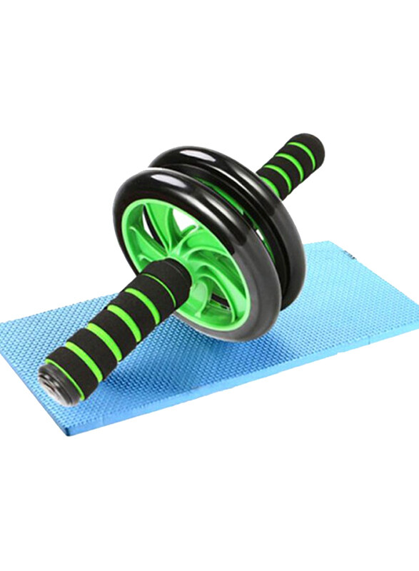 

ILI Dual Wheel Abdominal Roller with Mat, 1KG, JFL02, Black/Green