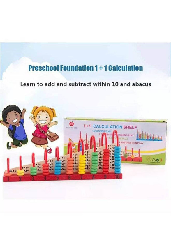 Wooden Child Abacus Counting Beads Maths Learning Educational Toy Set, Ages 4+