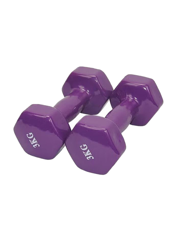 Double Dumbbell Vinyl Set, 2 x 3 KG, Purple