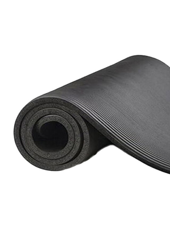 Anti-Tear Exercise Mat with Carrying Strap, One Size, Black