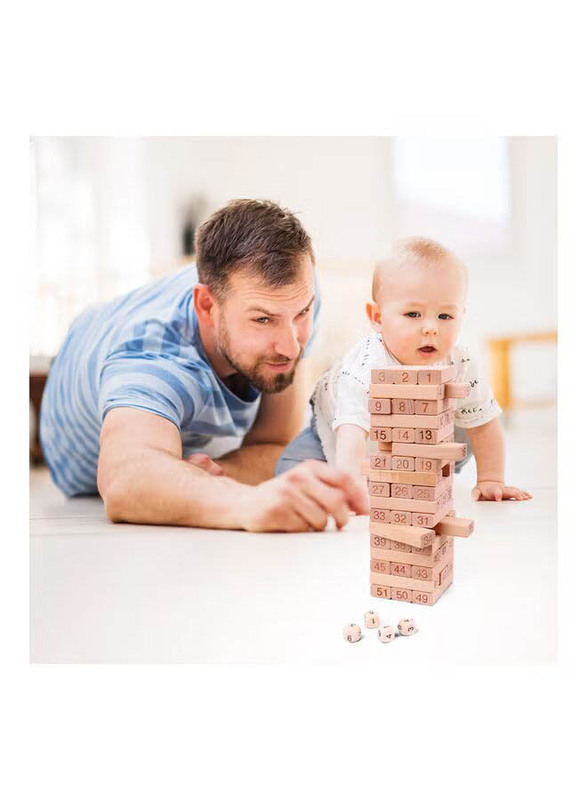 Timber Tower Wooden Block Educational Stacking Game, Multicolour, 51 Piece, Ages 3+