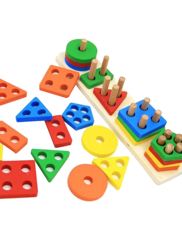Wooden Geometric Shape Stacking Blocks, Ages Upto 12 Months