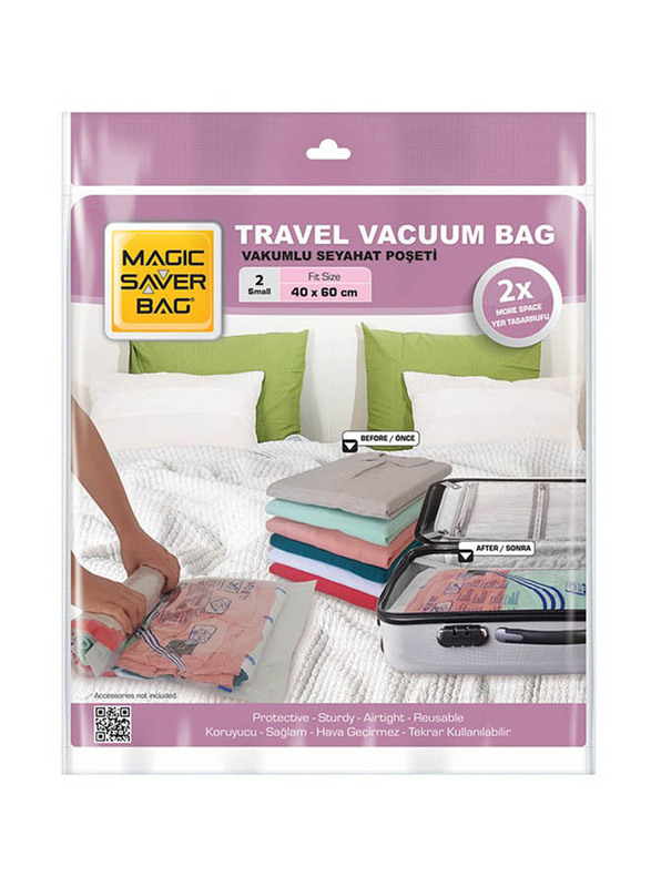 Magic Saver Bag Small Vacuum Roll-Up Bag Set, 2 Pieces, 9435, Clear