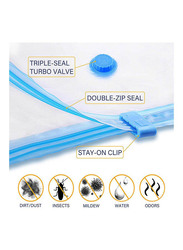 11-Piece Reusable Vacuum Storage Bags with Travel Hand Pump, 70 x 50cm, White/Blue