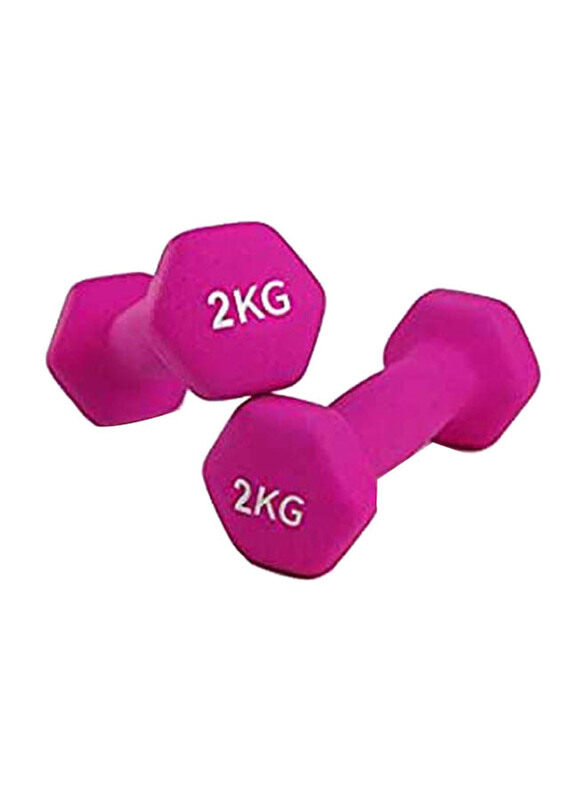 

Generic Classical Head Vinyl Dumbbell Set, 2 x 2 KG, Pink