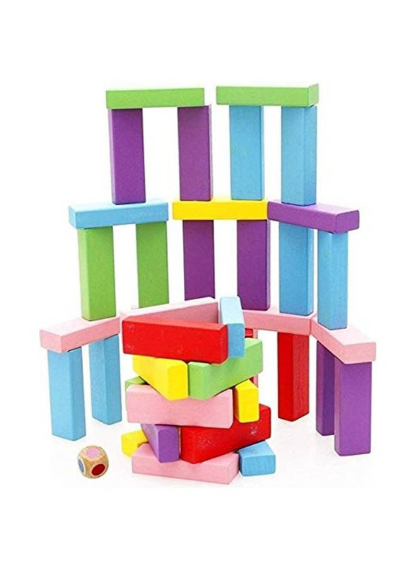 Wooden Tumbling Tower Toy, 54 Pieces, Ages 3+, Multicolour