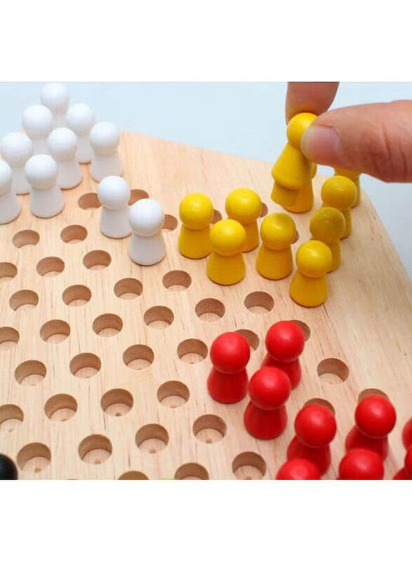 Unique Chinese Wooden Hexagon Checkers Board Game, Ages 3+