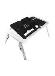 Laptop Table with Fan and USB, White