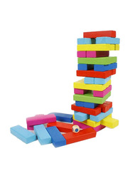 Wooden Coloured Tumbling Tower Toys With Dices Set, 48 Pieces, Ages 3+