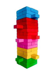 Wooden Tumbling Tower Toy, 54 Pieces, Ages 3+, Multicolour