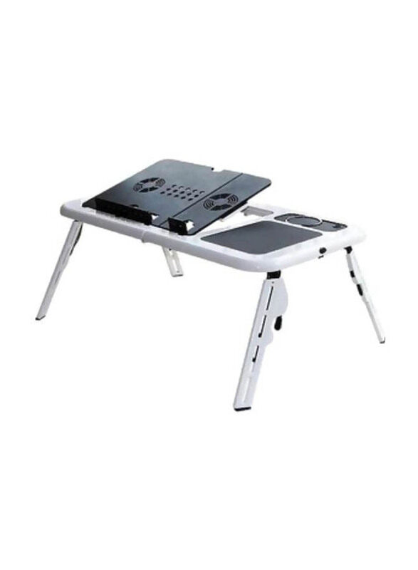 E-table Portable Laptop Table, White/Black