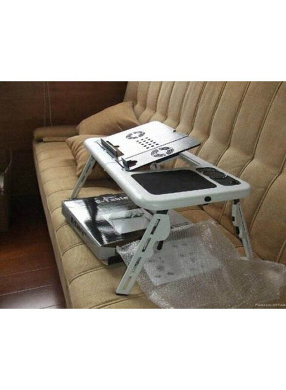 E-table Portable Laptop Table, White/Black