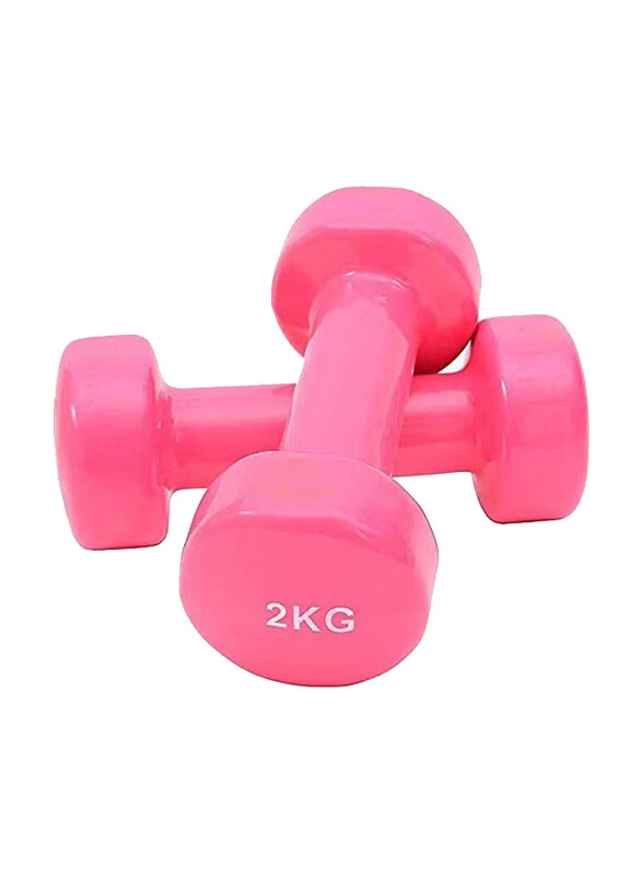 

Generic Classical Head Vinyl Dumbbell Set, 2 x 2 KG, Pink