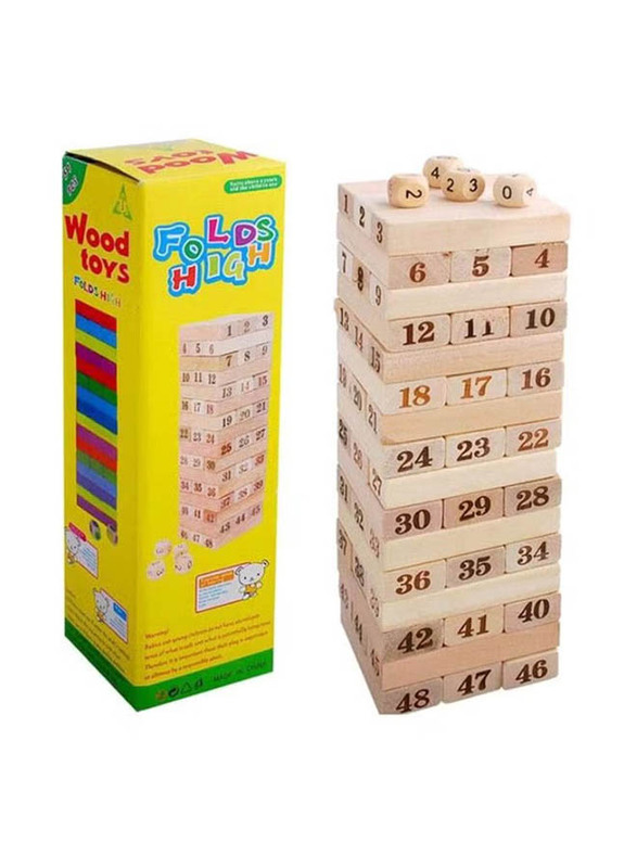 Large-Scale Digital Laminated Jenga Wooden Blocks, 48 Pieces, Ages 3+