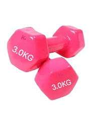 Vinyl Weight Lifting Training Dumbbell Set, 2 x 3 KG, Pink