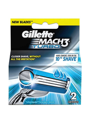 Gillette Mach 3 Turbo Manual Shaving Razor Blades Unisex, 43557, 2 Pieces