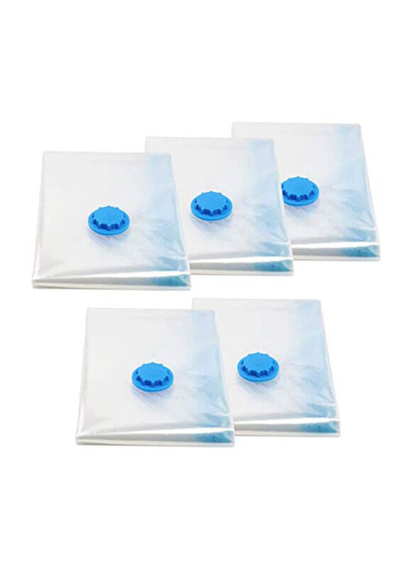 

Generic 5-Piece Home Vacuum Storage Bag Set, 40x60cm, SW222, Clear/Blue