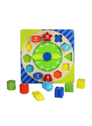 Acooltoy 13-Piece Wooden Shape Sorting Clock Puzzle