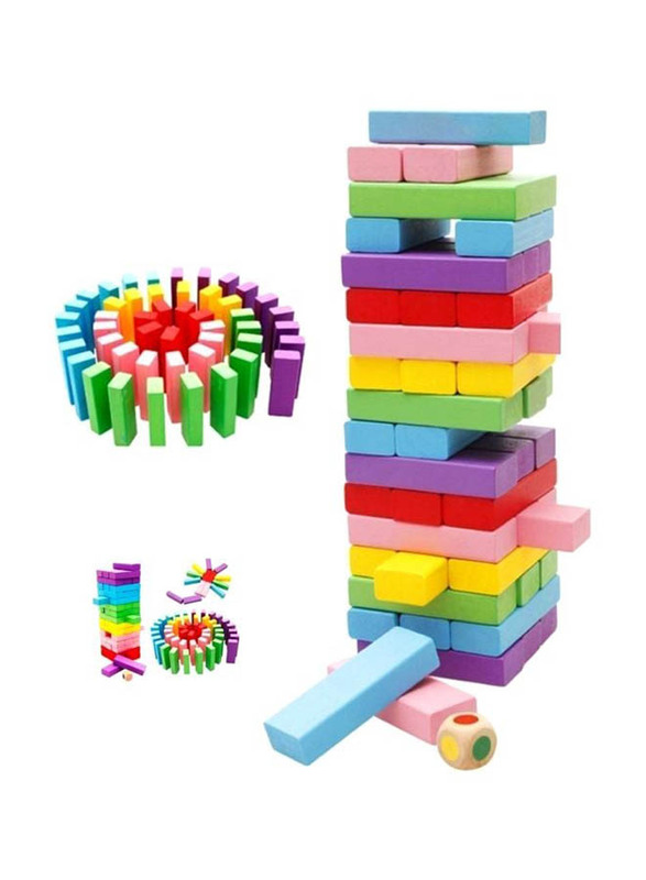 Toyshine Wooden Stacking Block Toy Set, 54 Pieces, Ages 3+