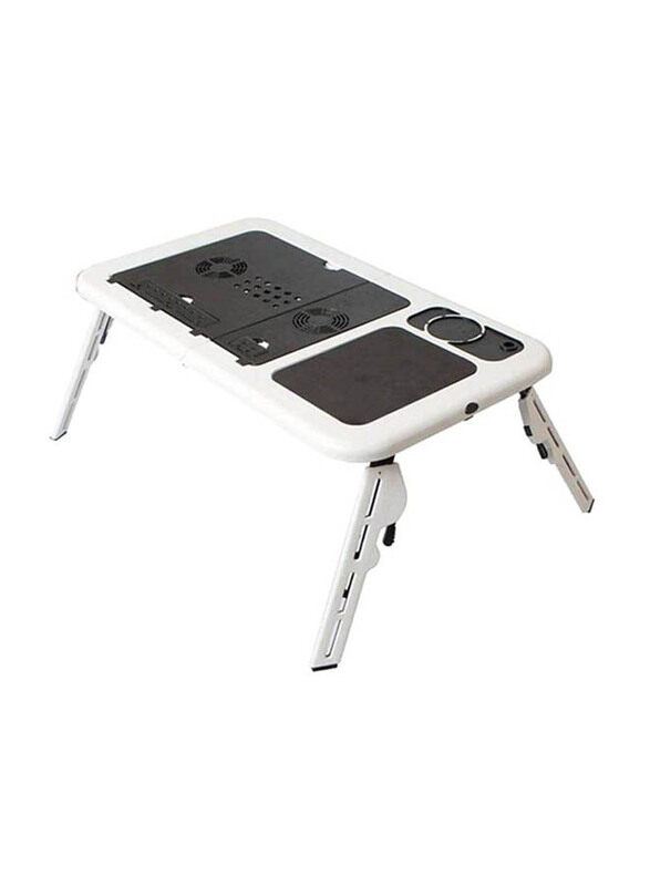 Huayang Foldable Laptop Stand with 2 Cooling Fan Table, White/Black